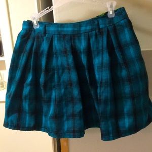 Teal plaid skirt